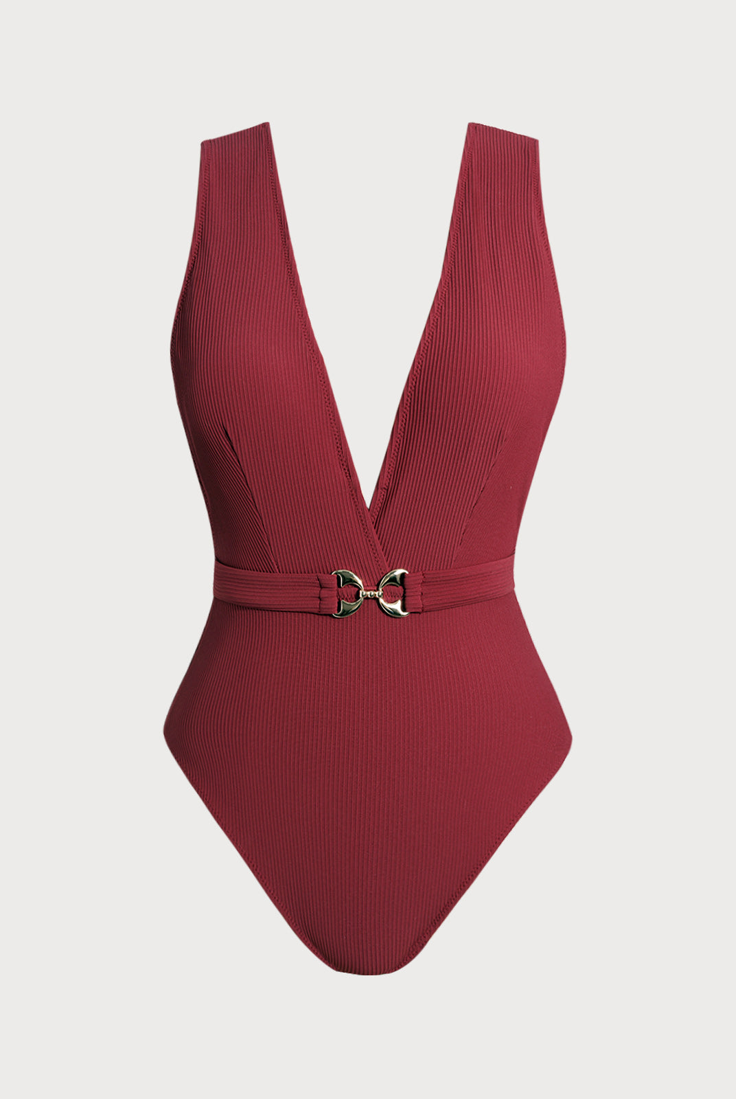 Women's Knitted Nylon One-Piece Swimwear Wine Red Sustainable One-Pieces - BERLOOK