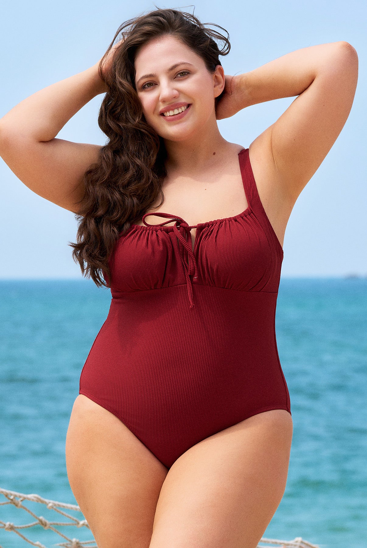 Women's Knitted Nylon Plus Size One-Pieces Sustainable Plus Size One-Pieces - BERLOOK