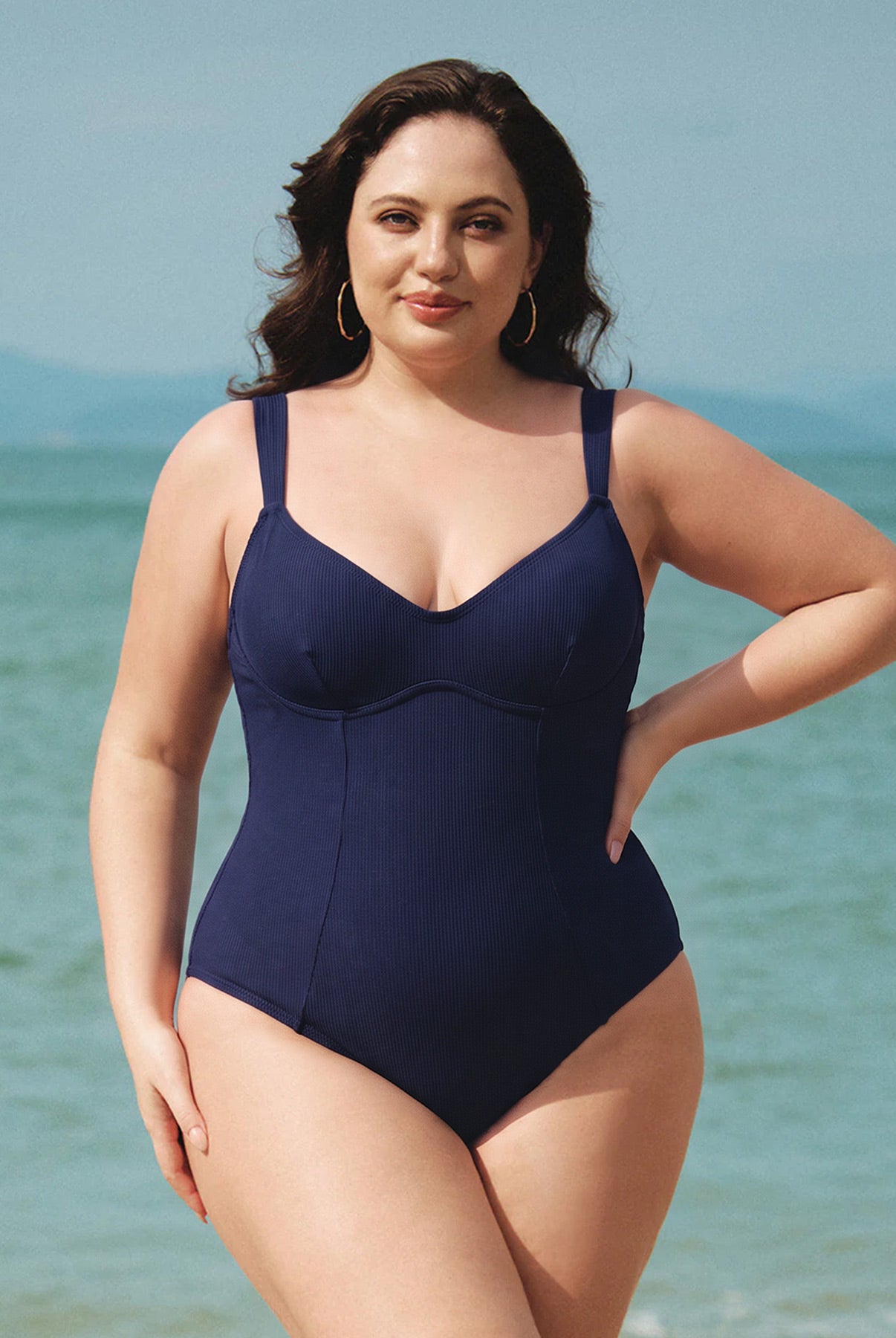 Women's Knitted Nylon Plus-size One-piece Sustainable Plus Size One-Pieces - BERLOOK
