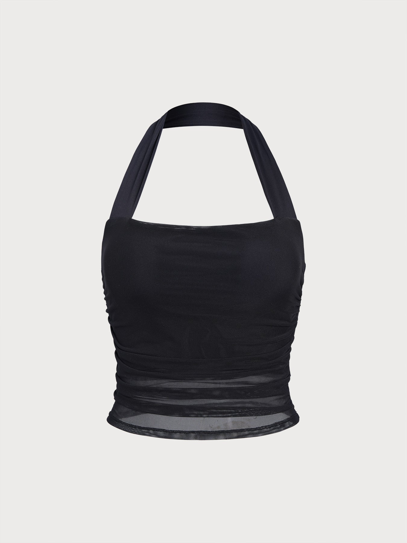 Women's Knitted Nylon Sports Bra Black Sustainable Yoga Tops - BERLOOK
