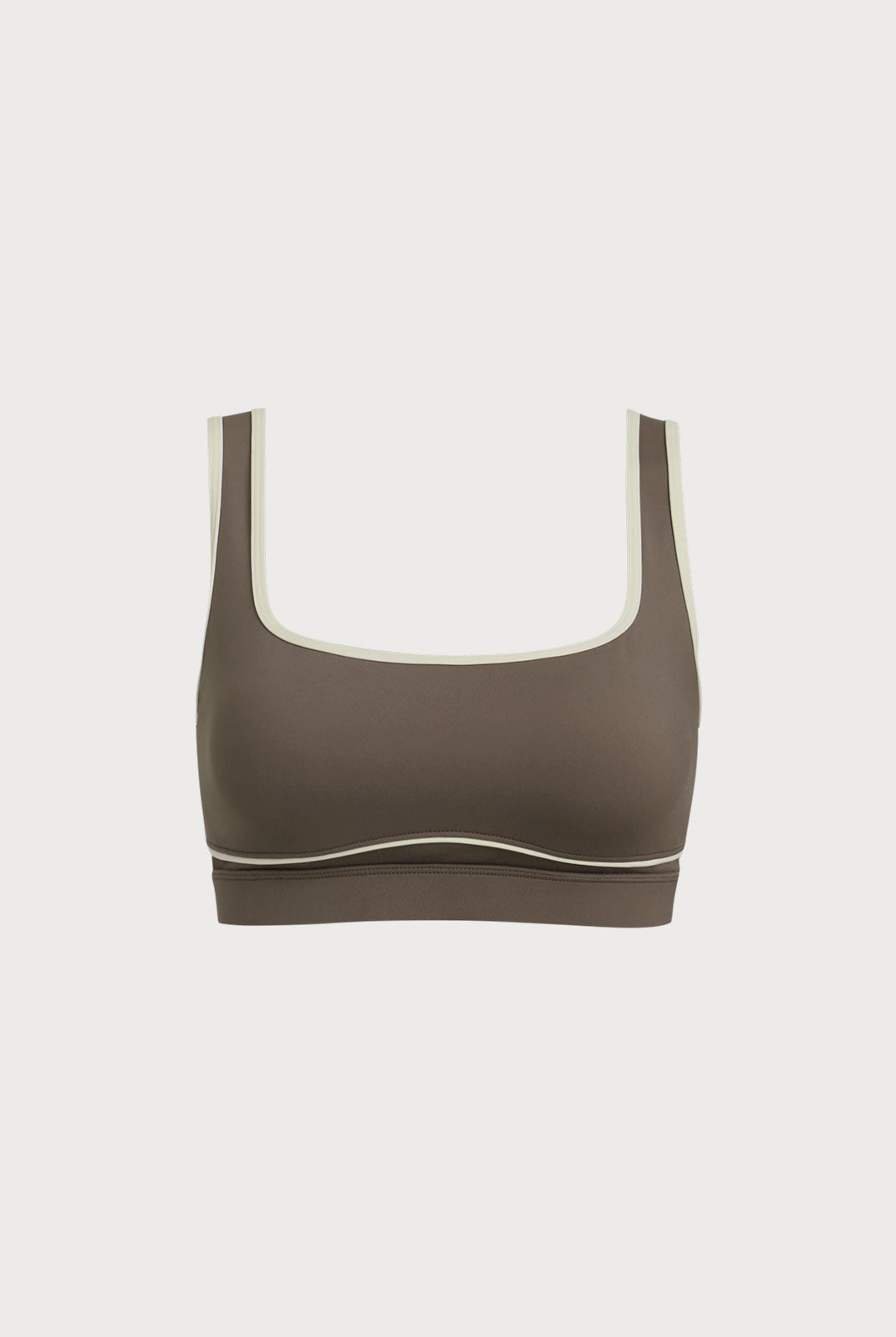 Women's Knitted Nylon Sports Bras Brown Sustainable Yoga Tops - BERLOOK
