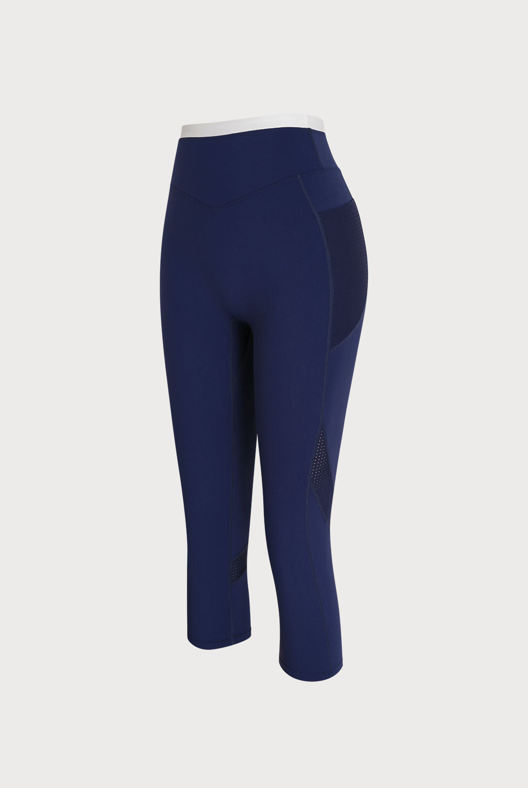 Women's Knitted Nylon Sports Leggings Navy Sustainable Yoga Bottoms - BERLOOK