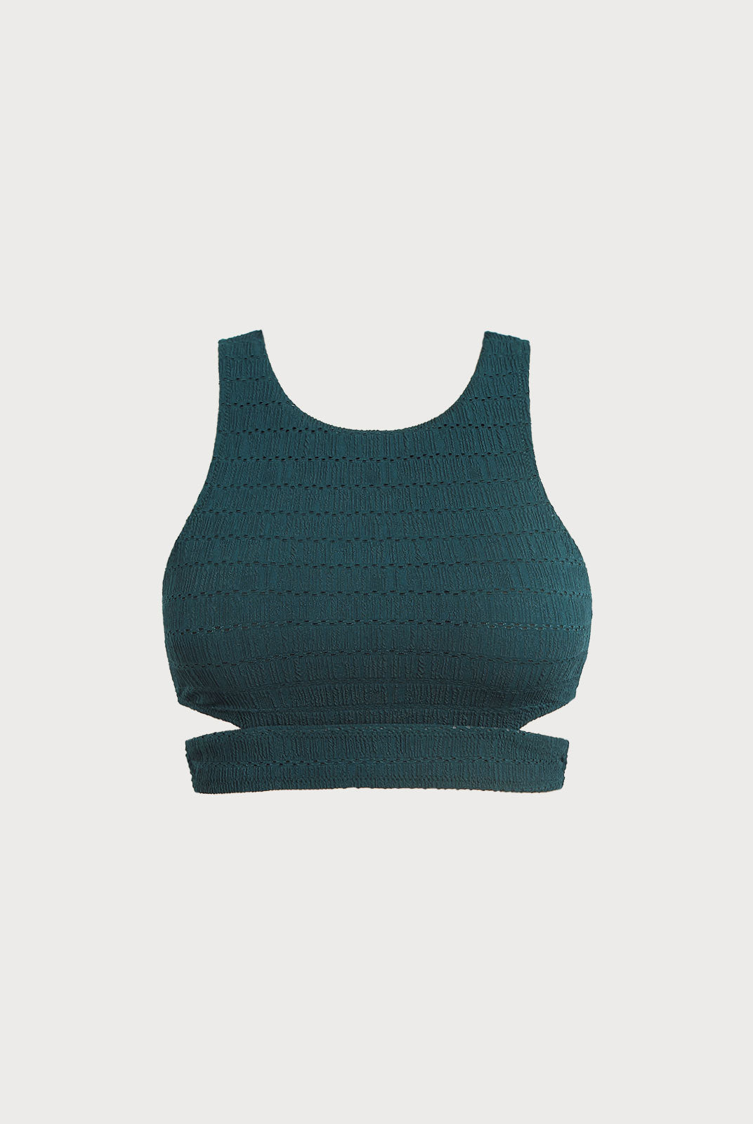 Women's Knitted Nylon Surf Top Dark Green Sustainable Surfing Clothes - BERLOOK