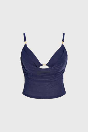 Women's Knitted Nylon Tankini Top Navy Sustainable - BERLOOK