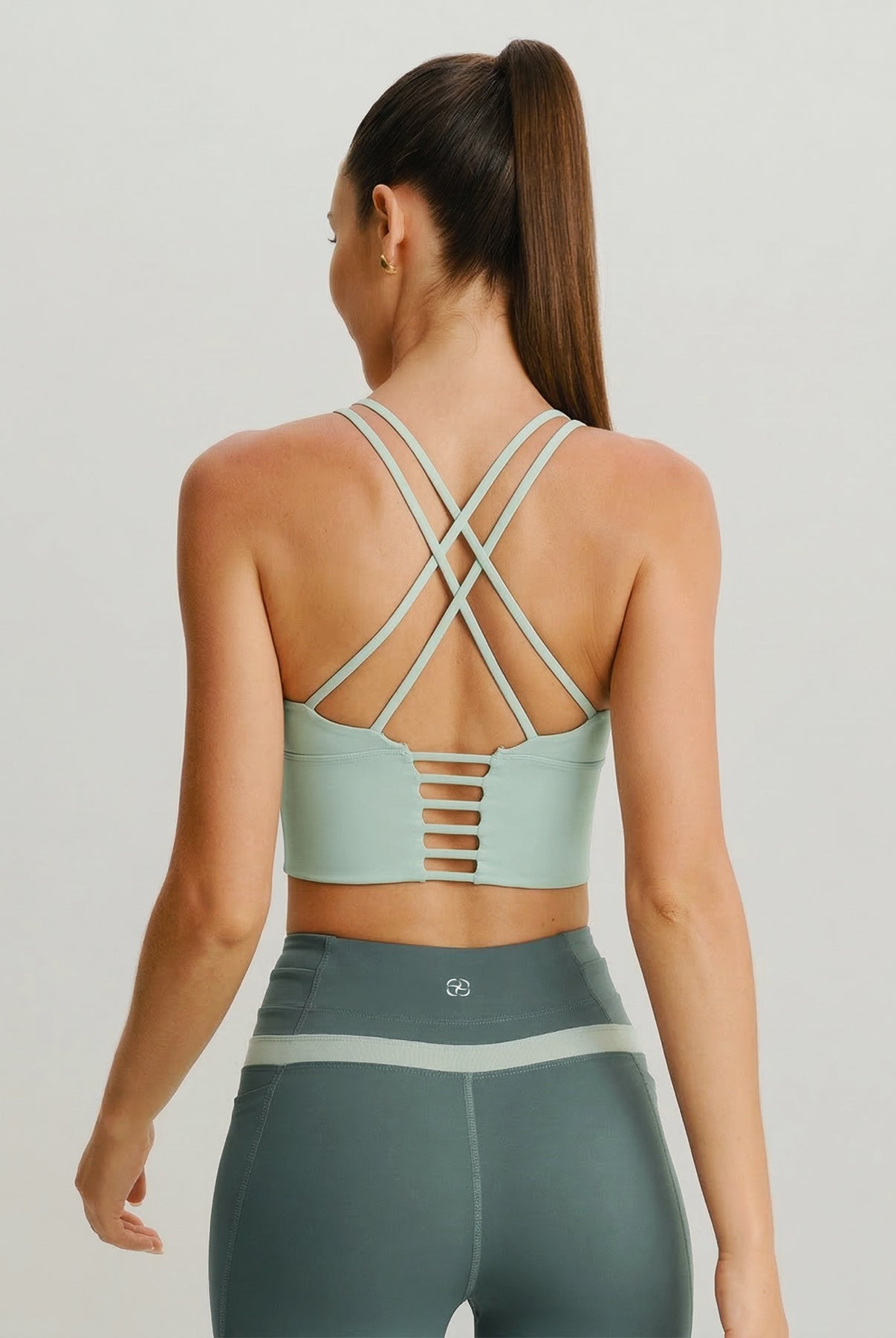 Women's Knitted Nylon Yoga Camis Light Green Sustainable Yoga Tops - BERLOOK