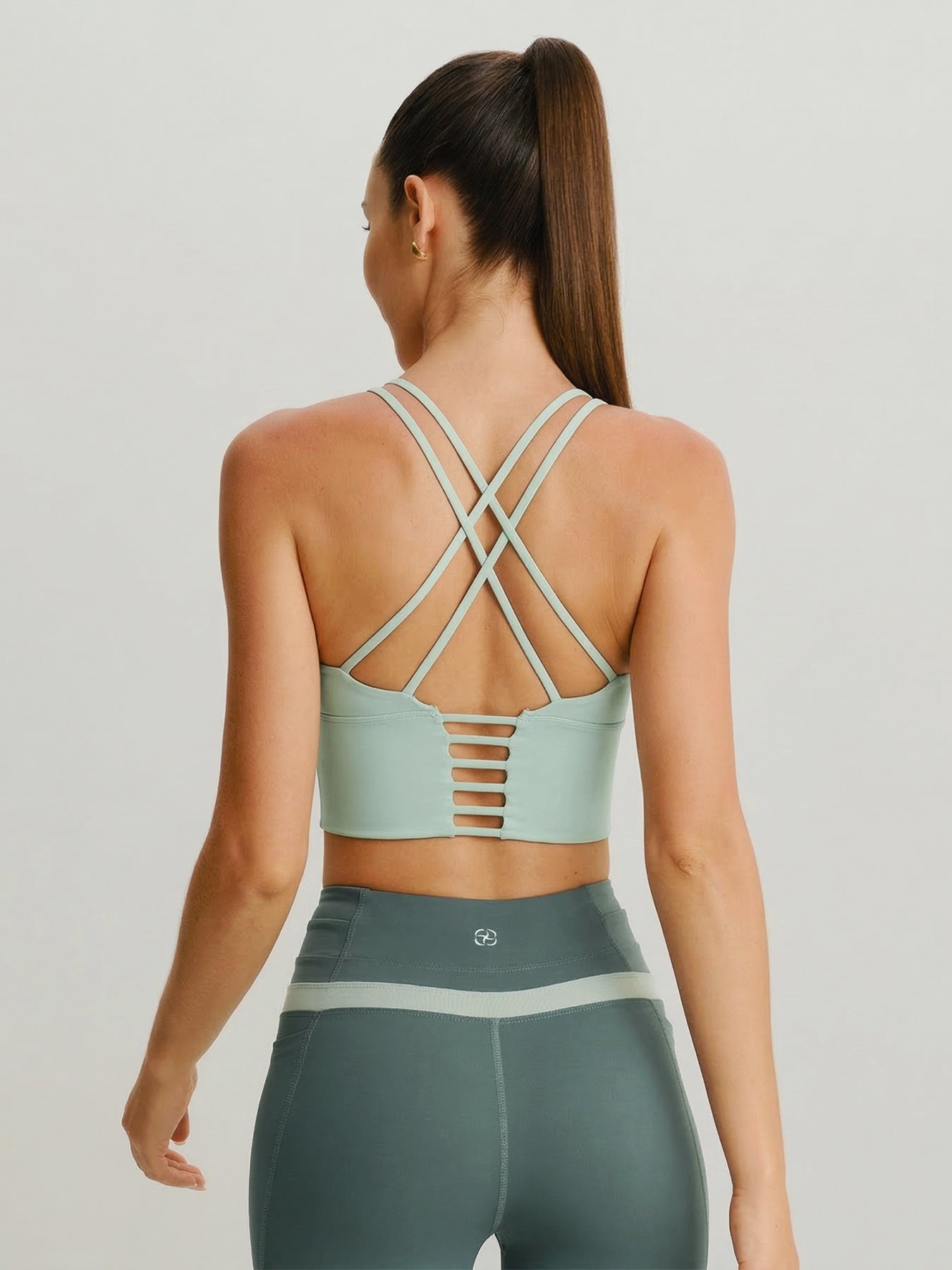 Women's Knitted Nylon Yoga Camis Light Green Sustainable Yoga Tops - BERLOOK
