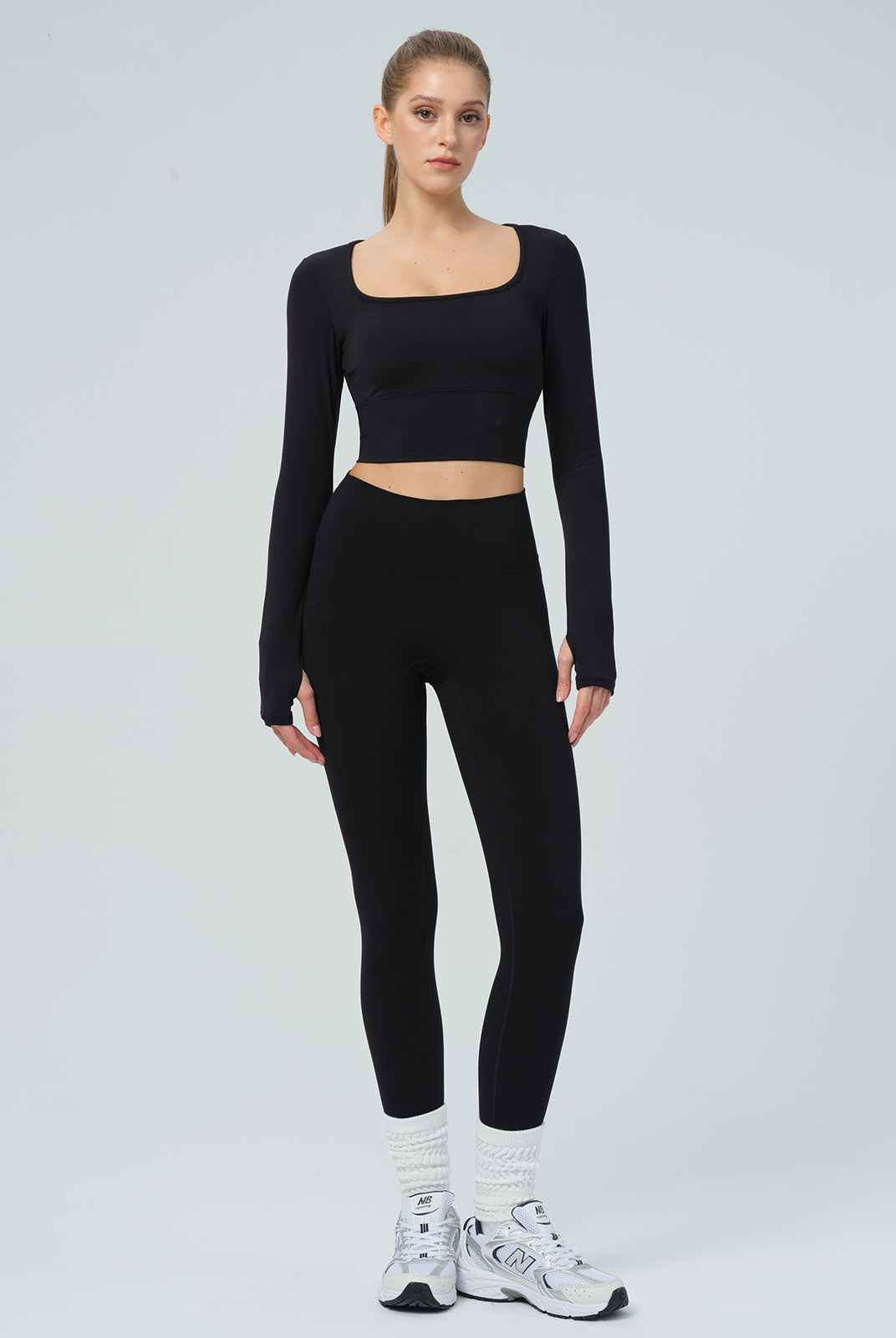 Women's Knitted Nylon Yoga Long Sleeve Top Sustainable Yoga Tops - BERLOOK