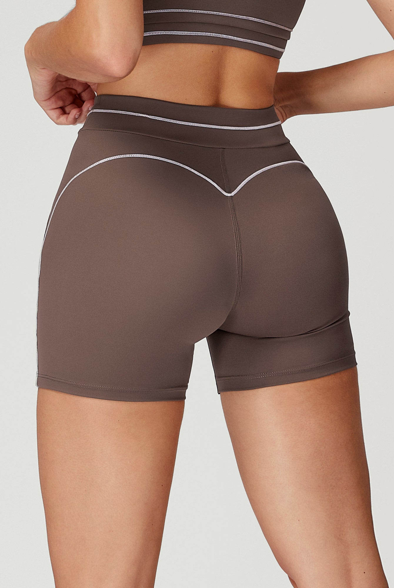 Women's Knitted Nylon Yoga Shorts Coffee Sustainable - BERLOOK