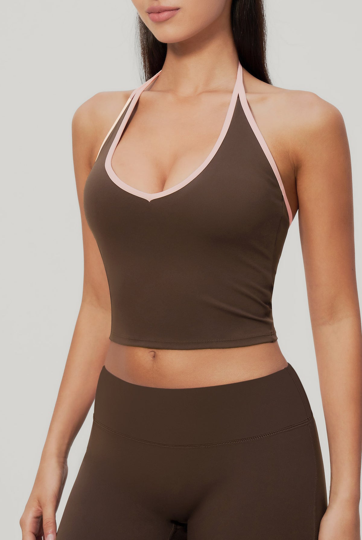 Women's Knitted Nylon Yoga Tank Top Coffee Sustainable - BERLOOK