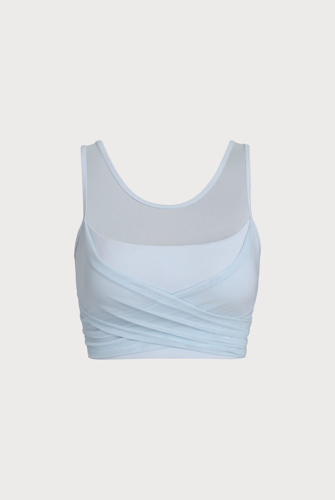 Women's Knitted Nylon Yoga Tank Top Light Blue Sustainable Yoga Tops - BERLOOK