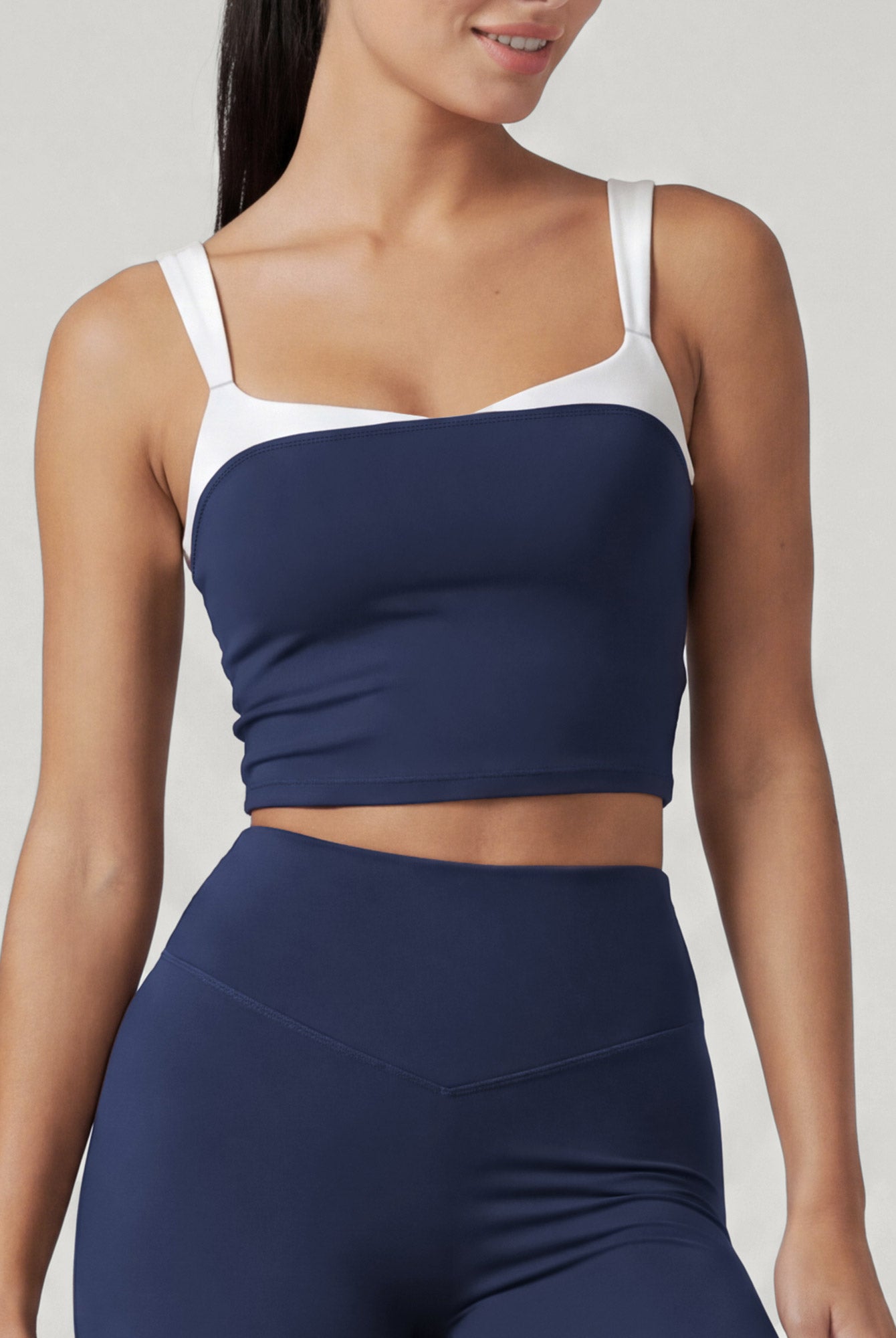 Women's Knitted Nylon Yoga Tank Tops Navy Sustainable - BERLOOK