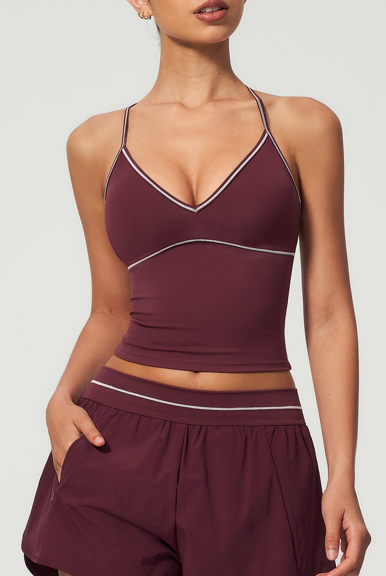 Women's Knitted Nylon Yoga Tank Tops Red Sustainable Yoga Tops - BERLOOK