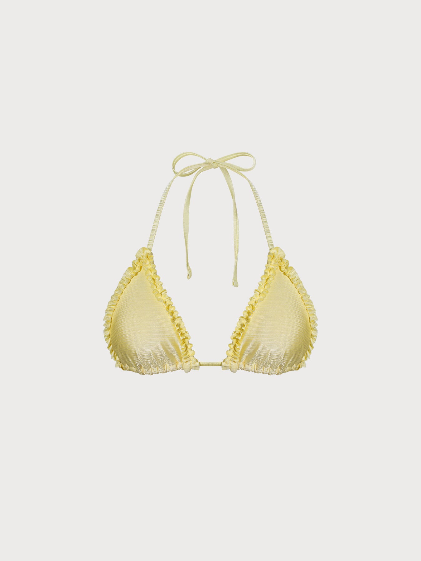 Women's Knitted Polyester Bikini Tops Yellow Sustainable Bikinis - BERLOOK