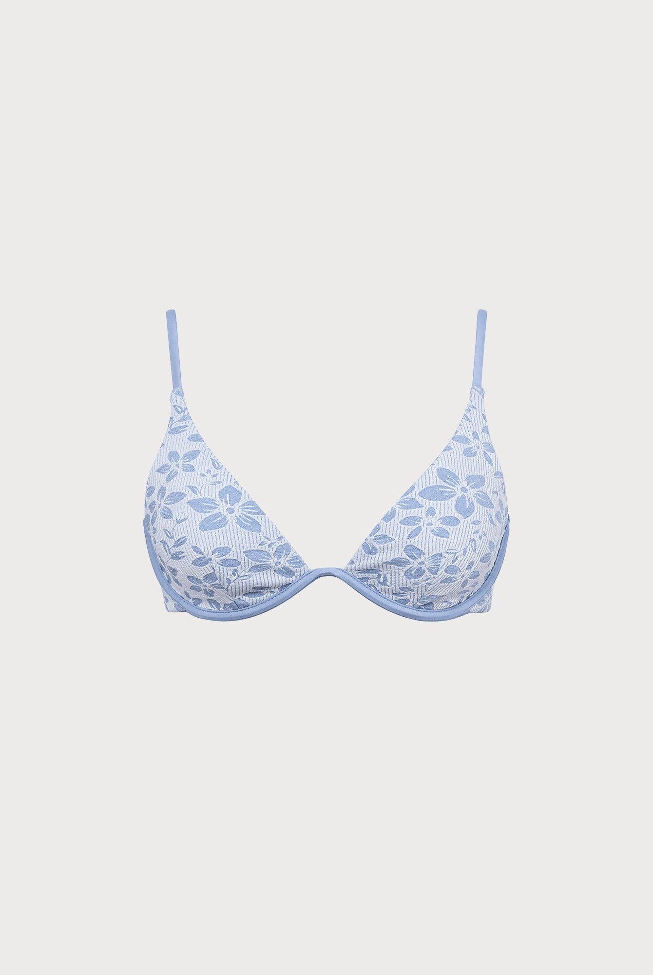 Women's Knitted Polyester Blend Bikini Top Light Blue Sustainable Bikinis - BERLOOK