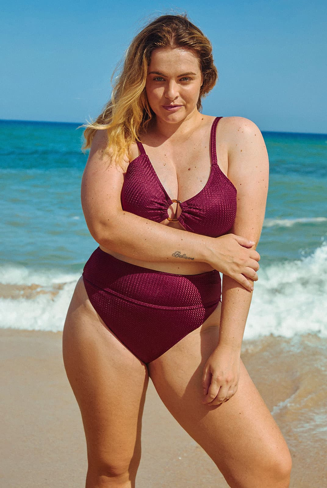 Women's Knitted Polyester Plus Size Bikini Bottom Sustainable Plus Size Bikinis - BERLOOK