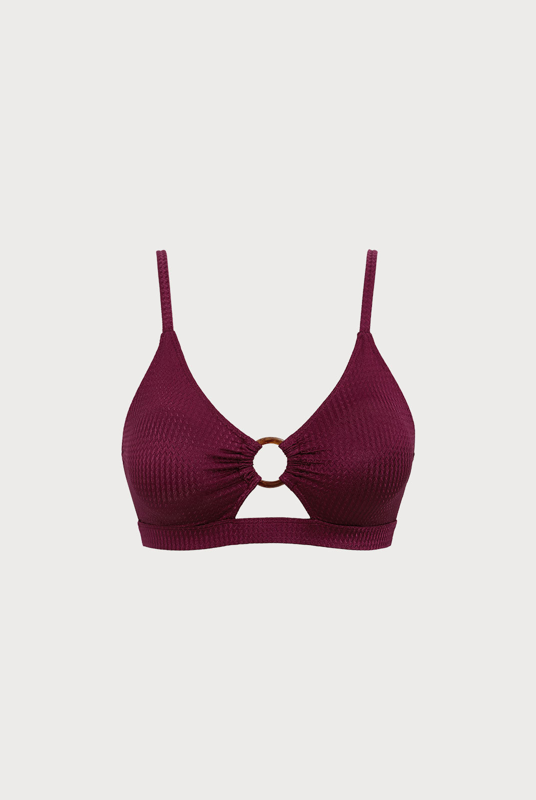 Women's Knitted Polyester Plus Size Bikini Top Burgundy Sustainable Plus Size Bikinis - BERLOOK