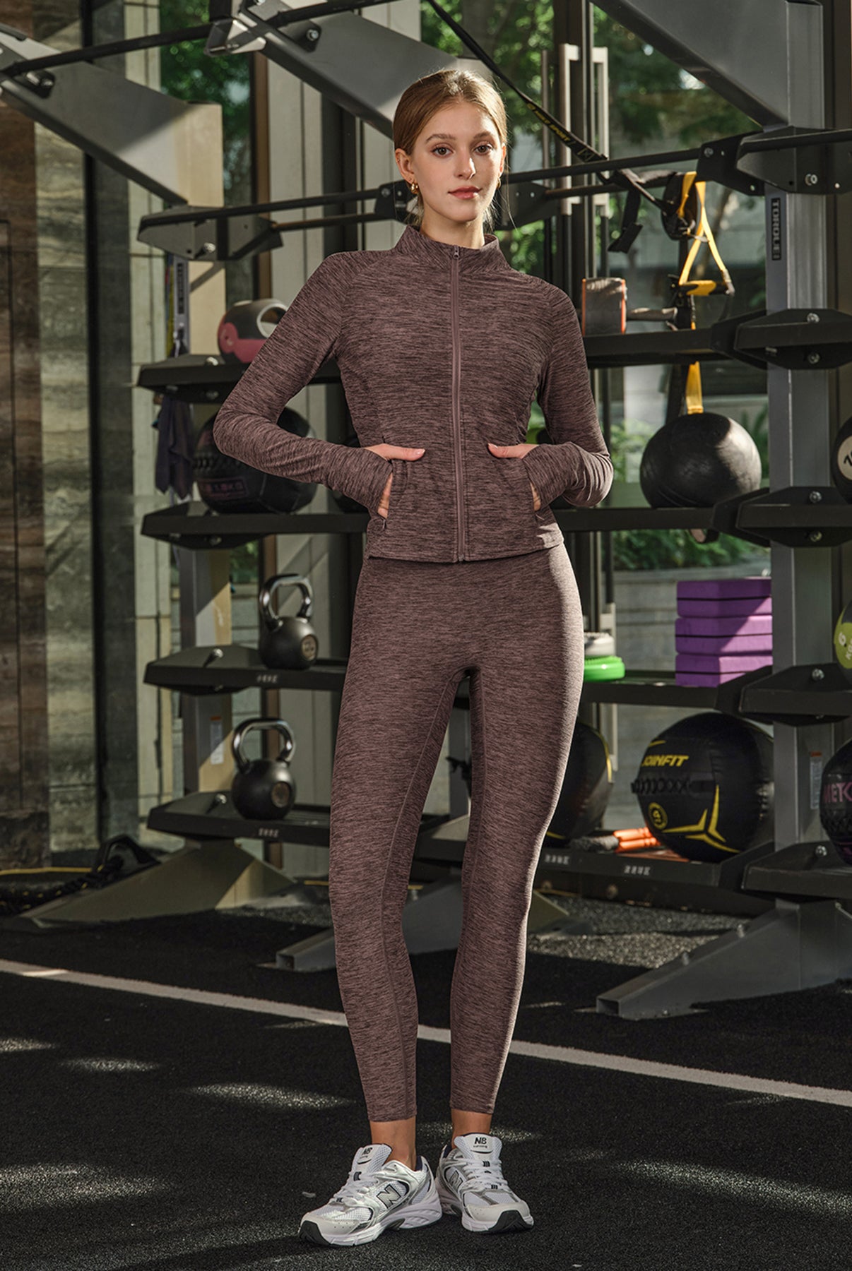 Women's Knitted Polyester Yoga Jacket Sustainable Yoga Tops - BERLOOK