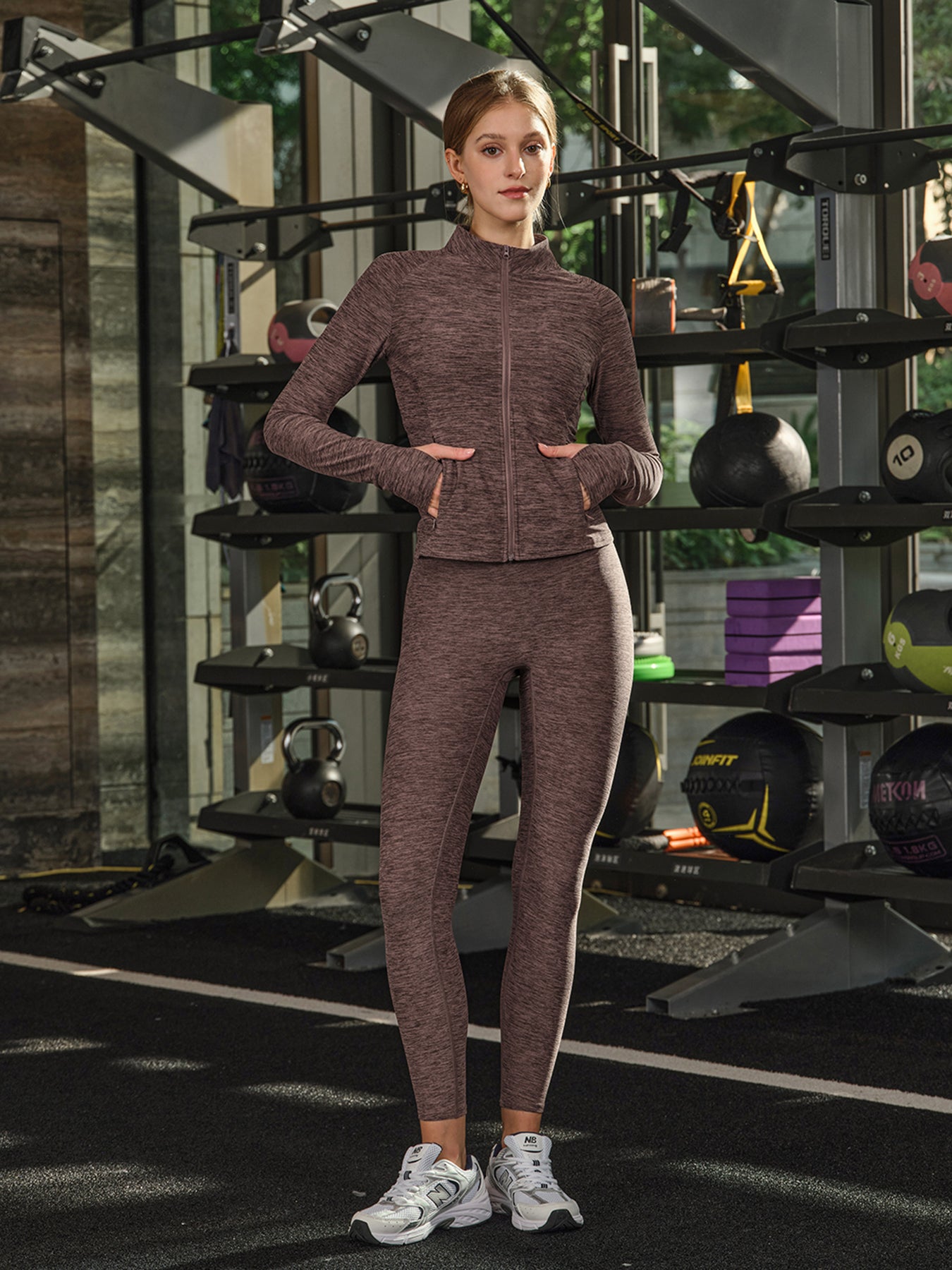 Women's Knitted Polyester Yoga Jacket Sustainable Yoga Tops - BERLOOK