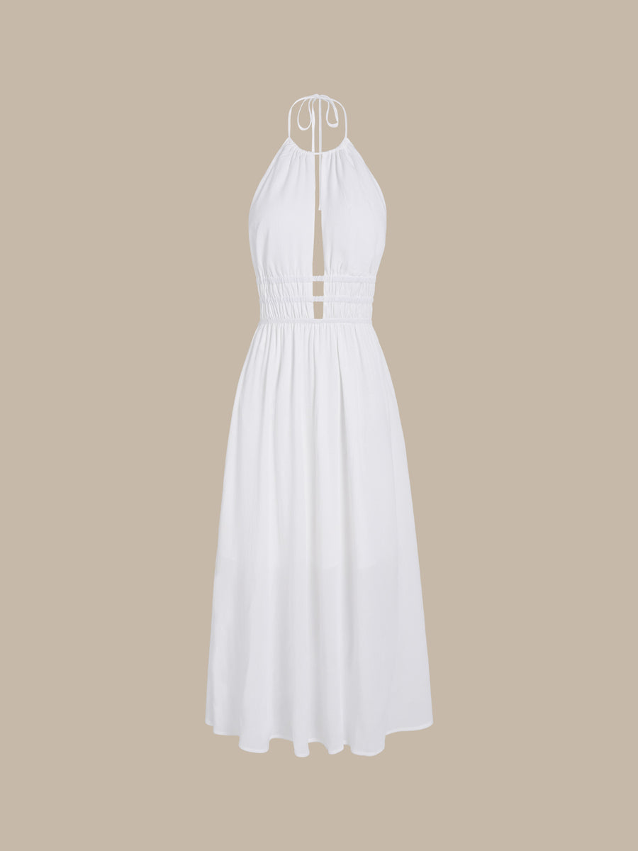 White Cutout Backless Beach Dress & Reviews - White - Sustainable Beach Dress | BERLOOK White Cutout Backless Beach Dress & Reviews - White - Sustainable Beach Dress | BERLOOK
