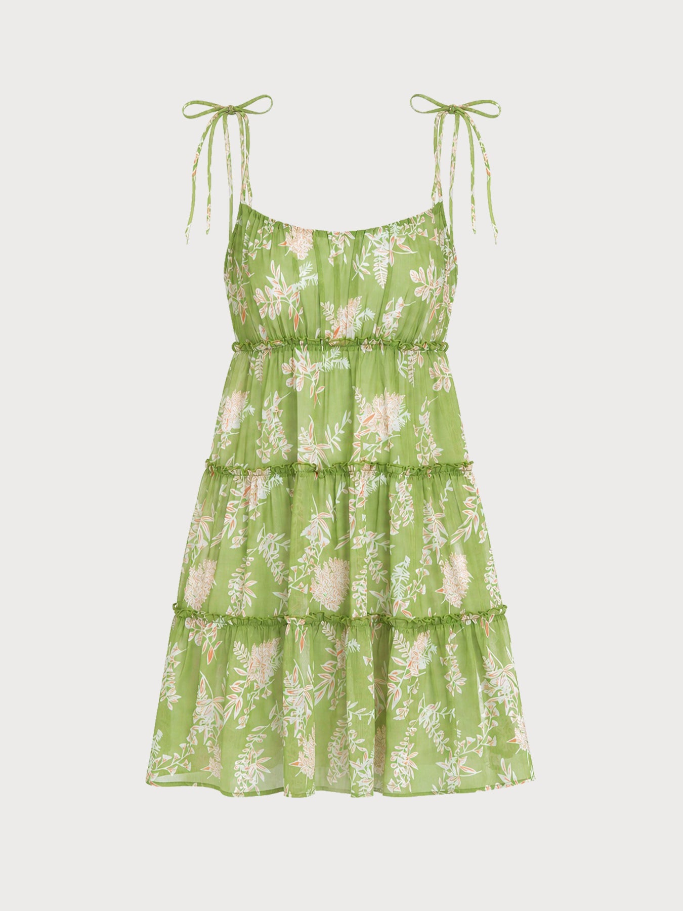 Women's Printed Sundress Green Sustainable Beach Dress - BERLOOK
