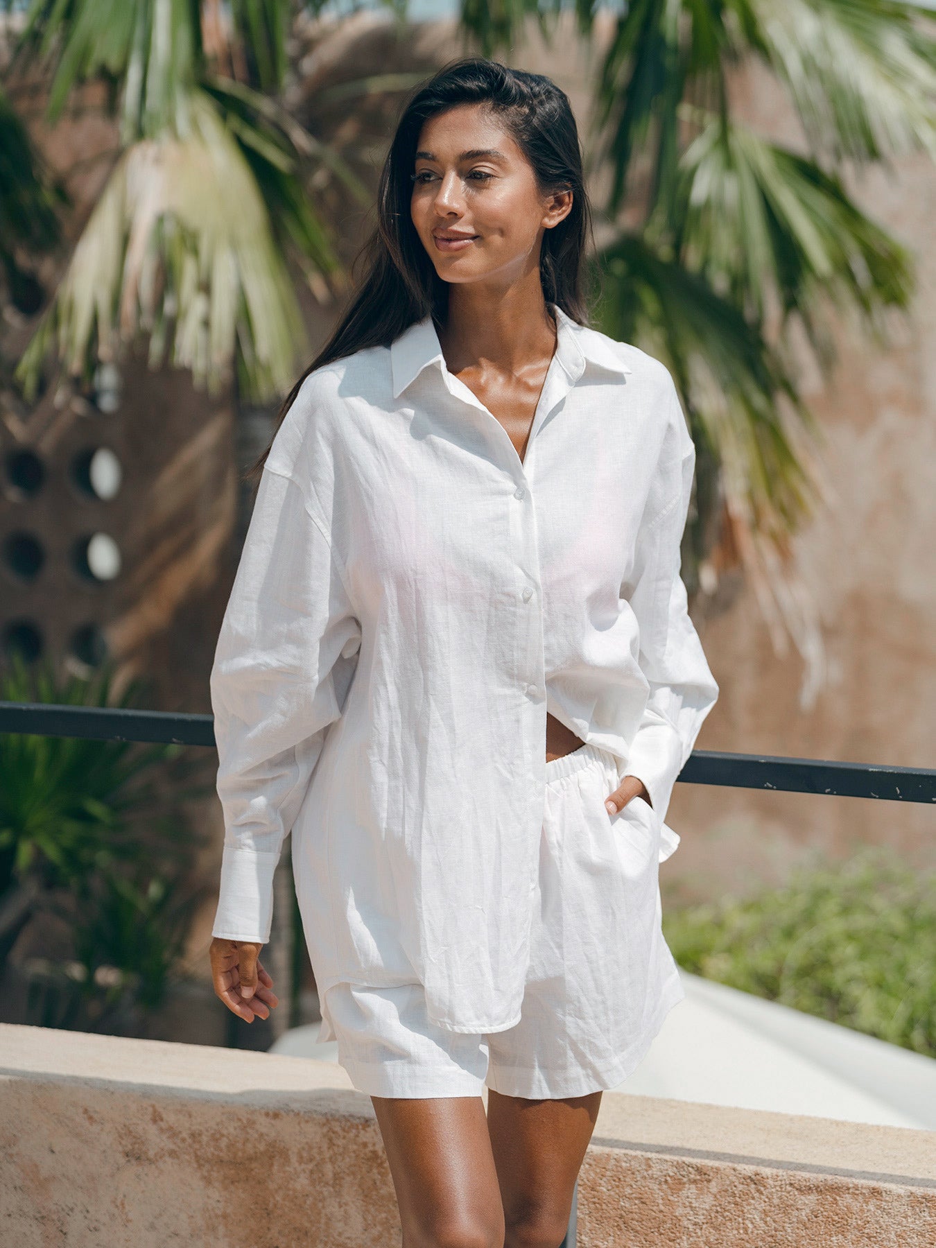 Women's Woven Cotton-Linen Blouse Sustainable Cover-ups - BERLOOK