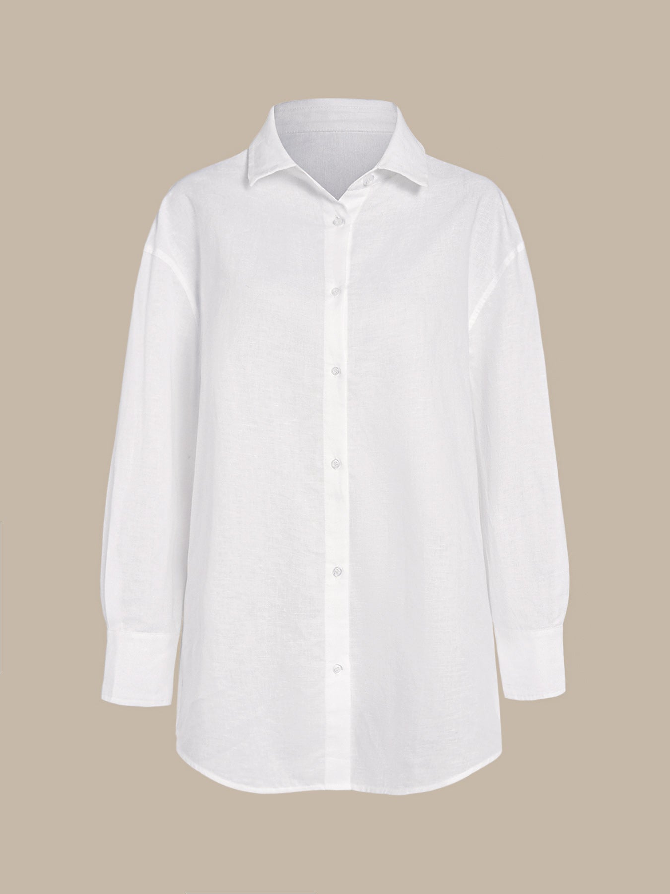 Women's Woven Cotton-Linen Blouse White Sustainable Cover-ups - BERLOOK