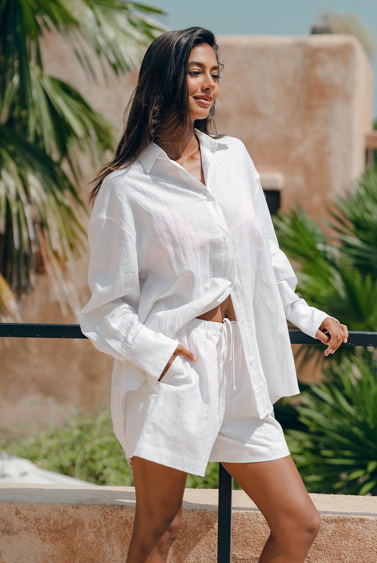 Women's Woven Cotton-Linen Shorts Sustainable Cover-ups - BERLOOK