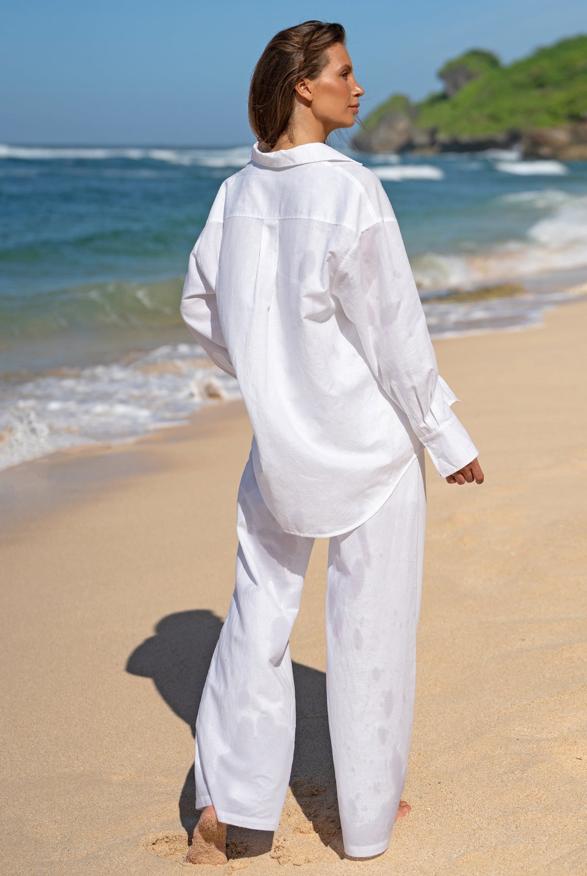Women's Woven Cotton-Linen Trousers Sustainable Cover-ups - BERLOOK