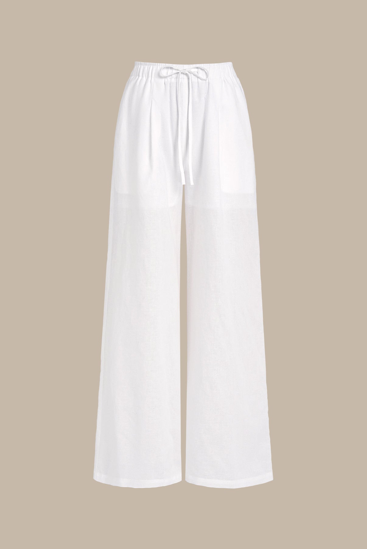 Women's Woven Cotton-Linen Trousers White Sustainable Cover-ups - BERLOOK