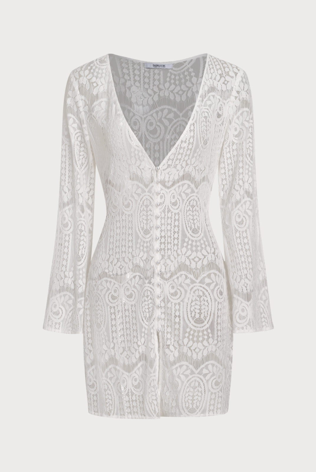 Women's Woven Cotton Blended Cover-ups White Sustainable Beach Dress - BERLOOK