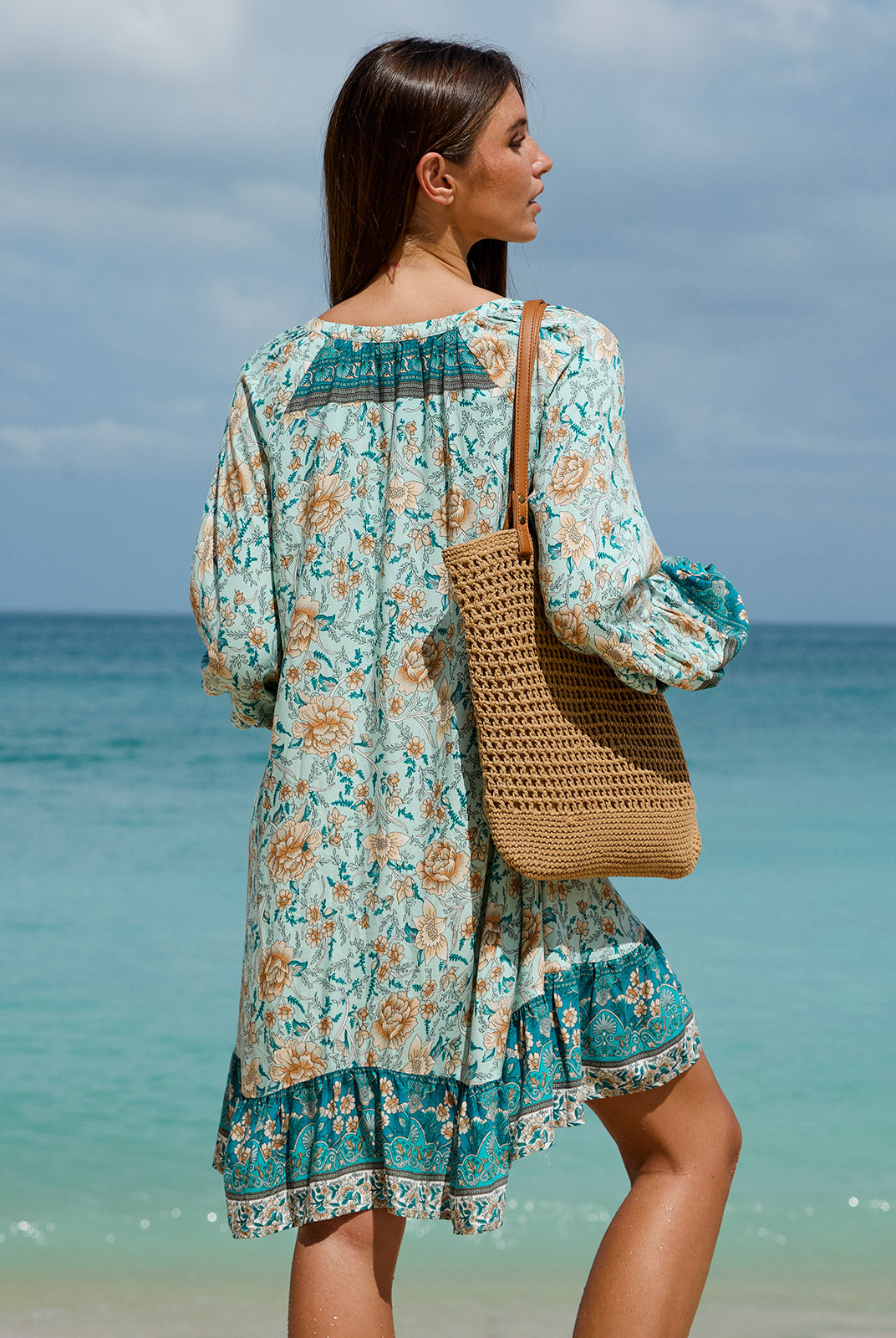 Women's Woven Cotton Printed Cover-ups Sustainable Beach Dress - BERLOOK
