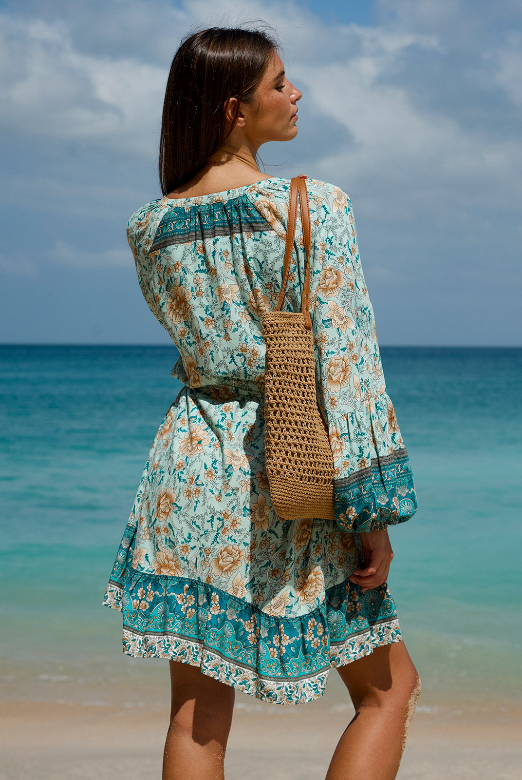 Women's Woven Cotton Printed Cover-ups Sustainable Beach Dress - BERLOOK