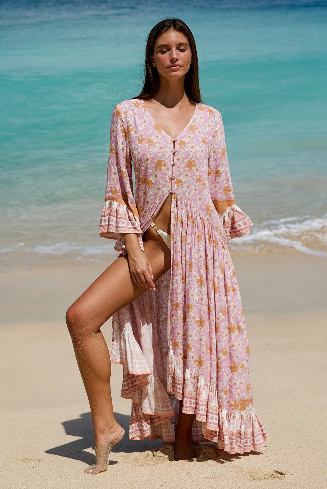 Women's Woven Cotton Printed Cover-ups Sustainable Beach Dress - BERLOOK