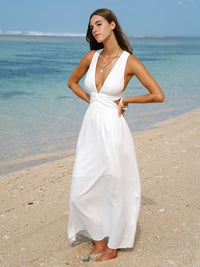 Women’s Woven Linen Blended Cover-ups Sustainable Beach Dress - BERLOOK