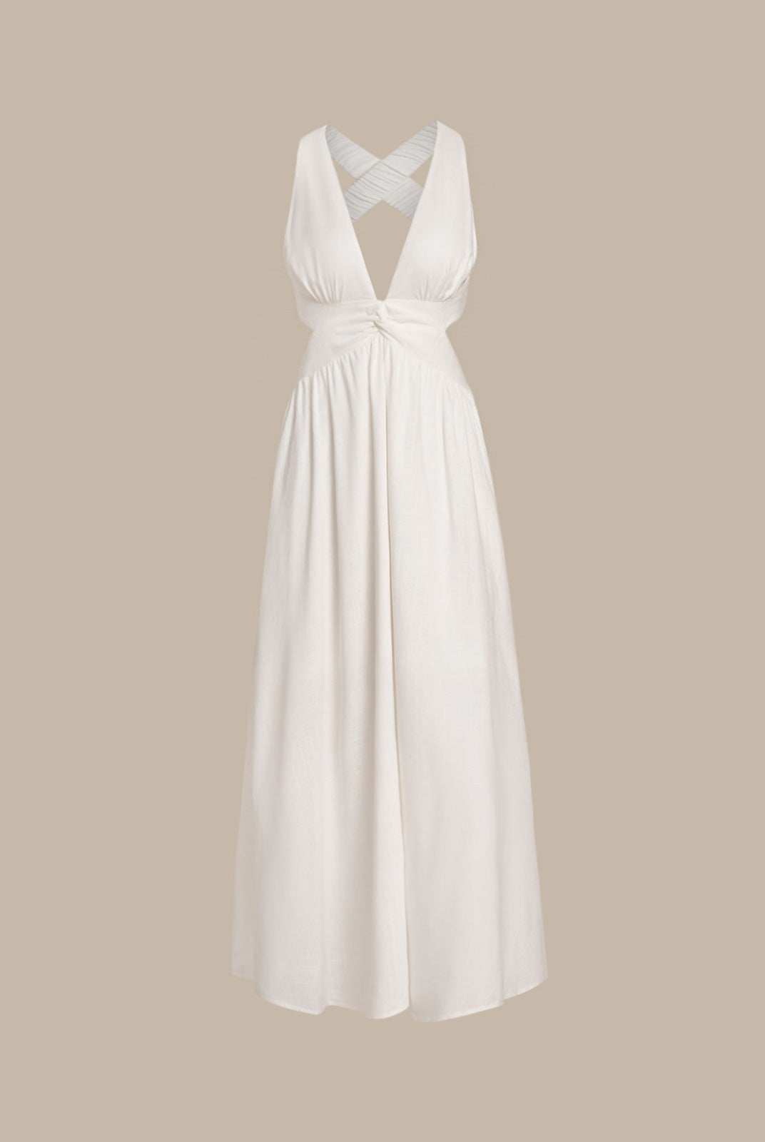 Women’s Woven Linen Blended Cover-ups White Sustainable Beach Dress - BERLOOK