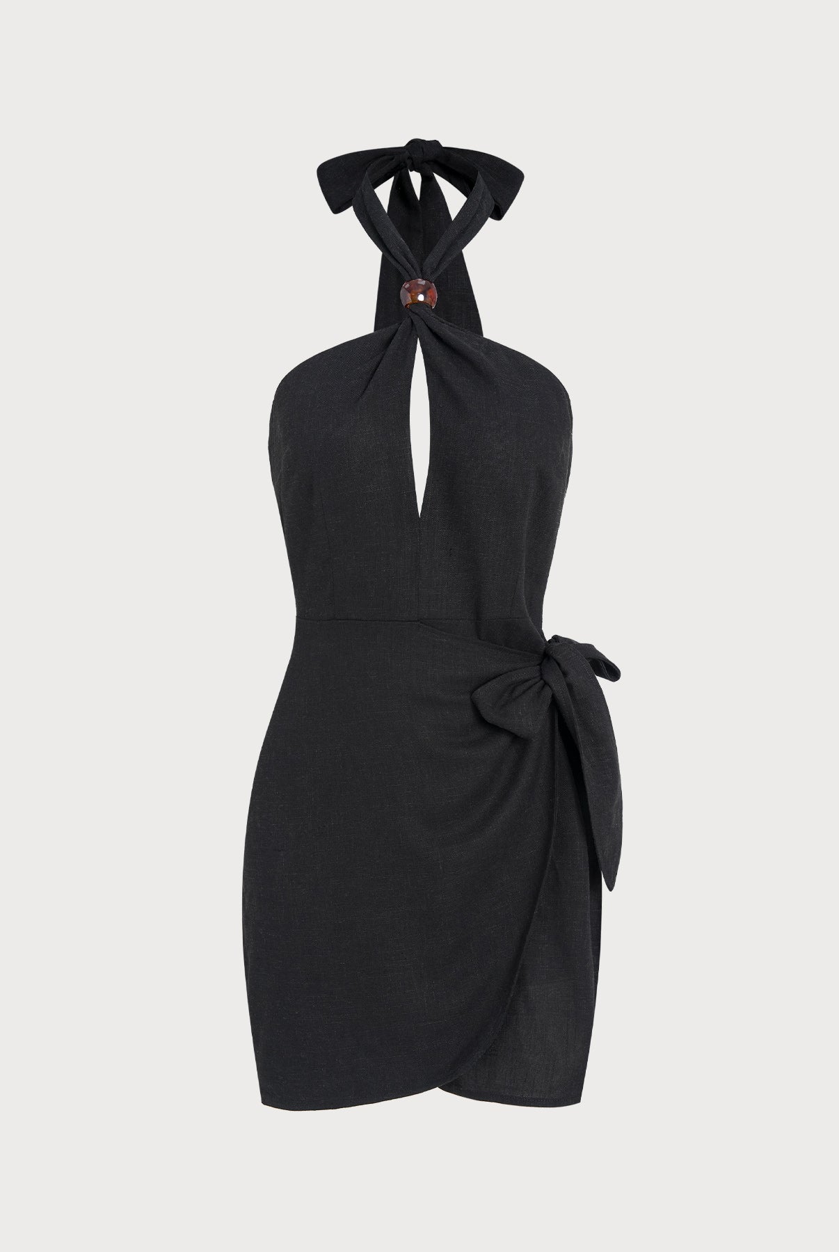 Women's Woven Polyester Cover-ups Black Sustainable Beach Dress - BERLOOK