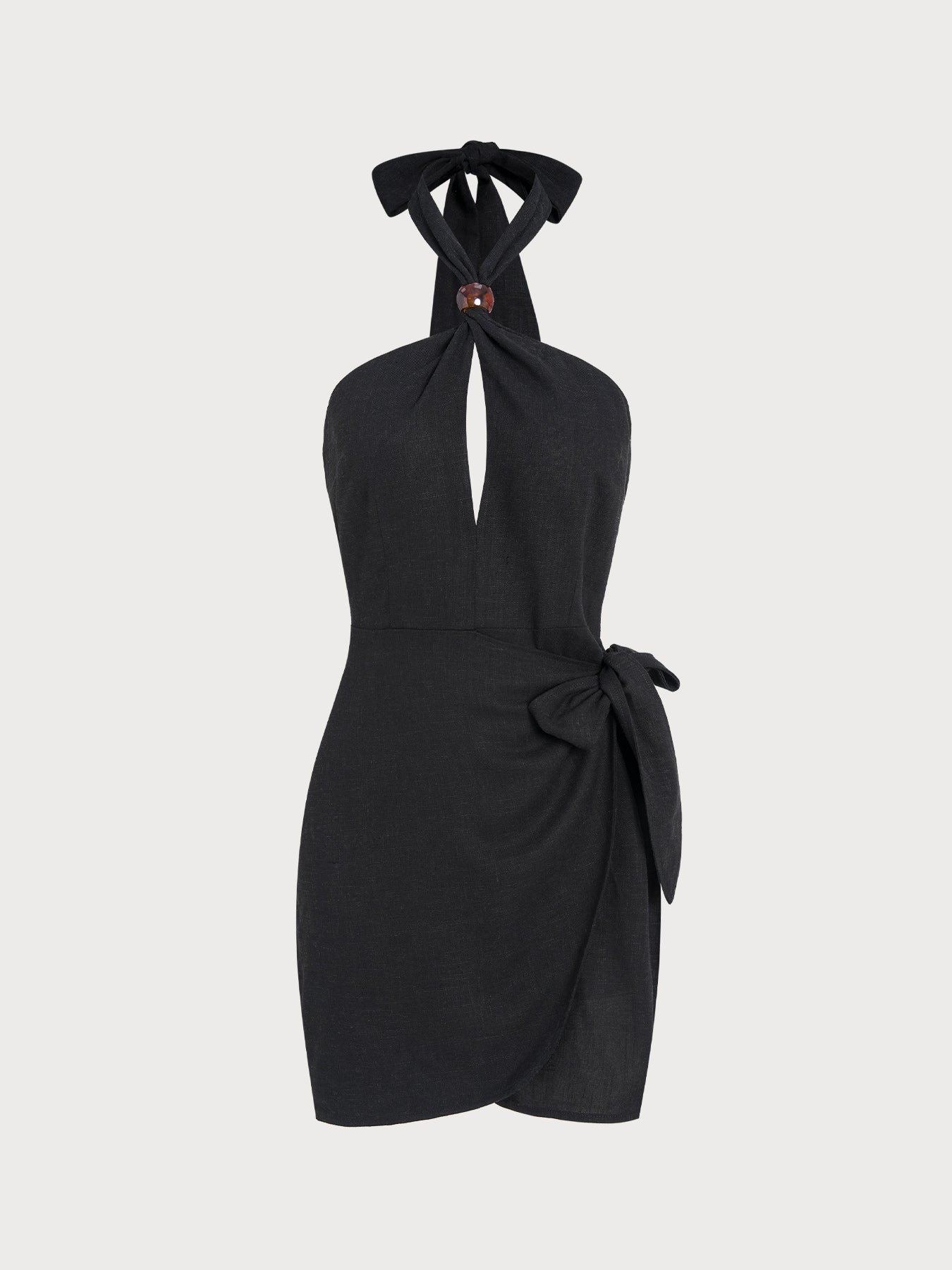 Women's Woven Polyester Cover-ups Black Sustainable Beach Dress - BERLOOK
