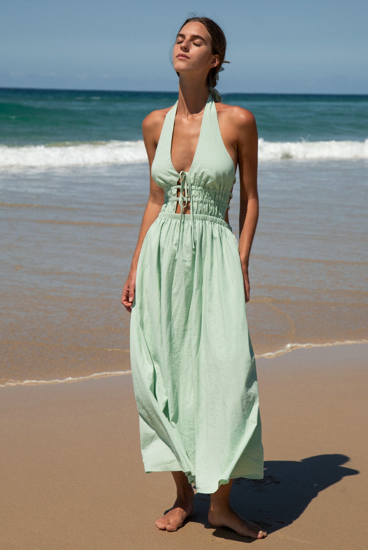 Womens Woven Linen Blended Cover ups Sustainable Beach Dress - BERLOOK