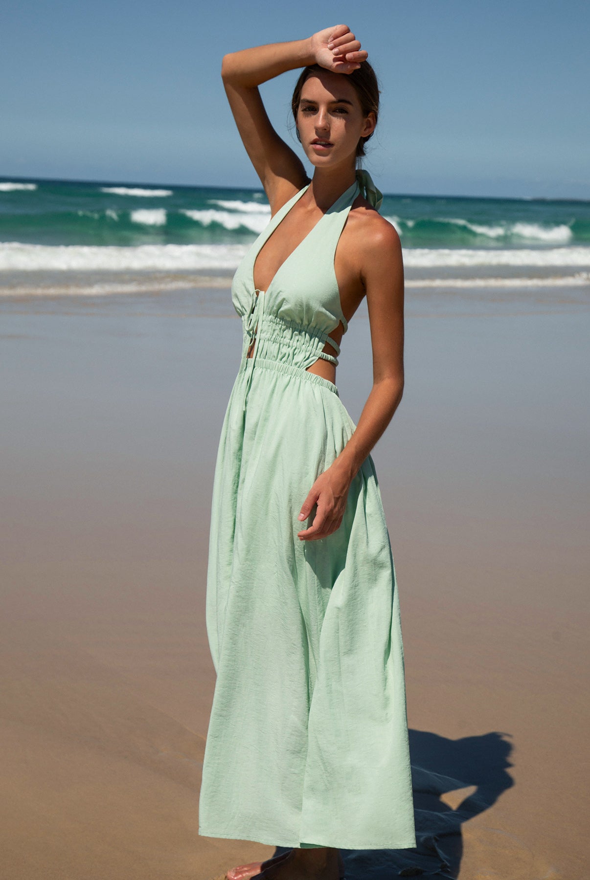 Womens Woven Linen Blended Cover ups Sustainable Beach Dress - BERLOOK