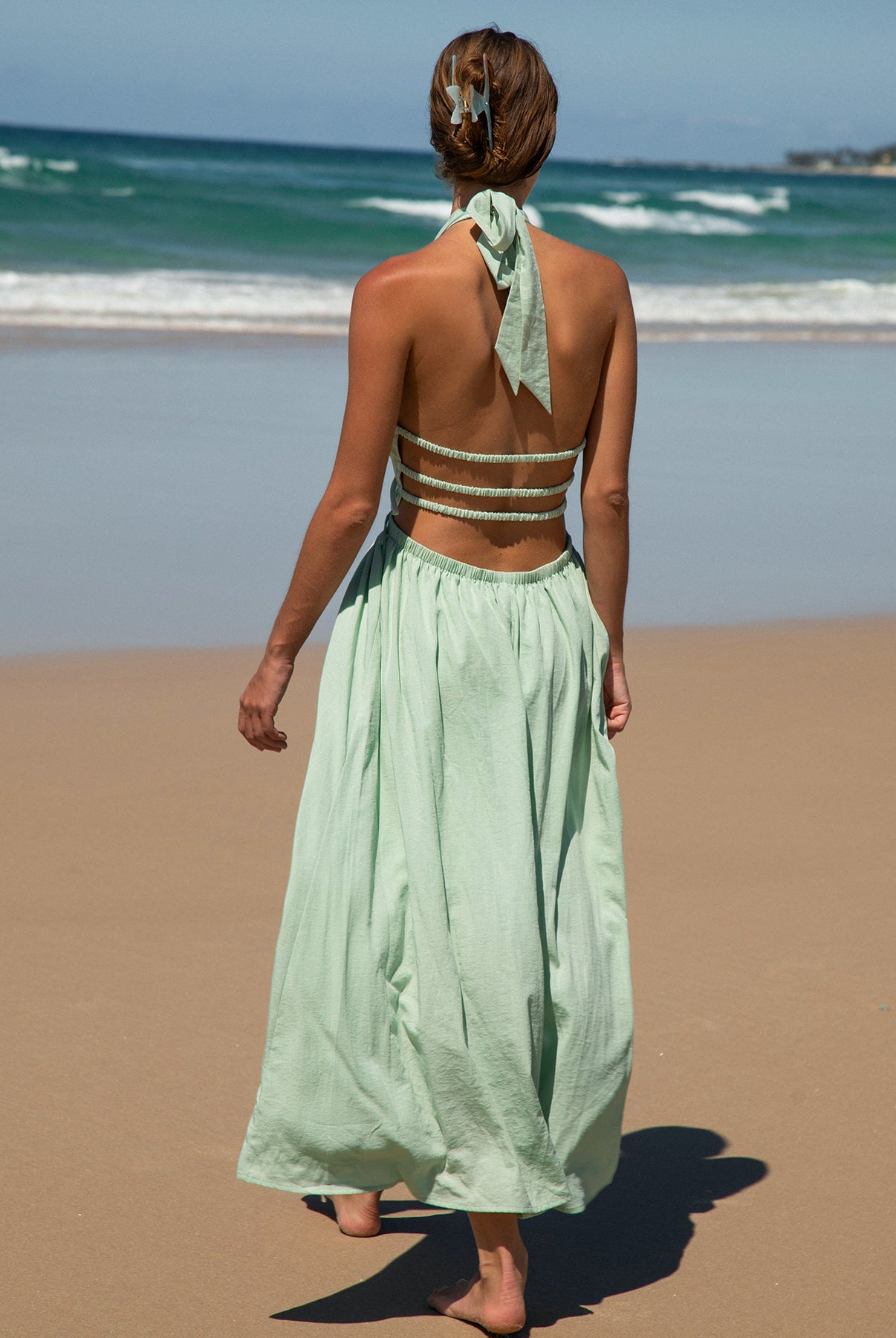 Womens Woven Linen Blended Cover ups Sustainable Beach Dress - BERLOOK