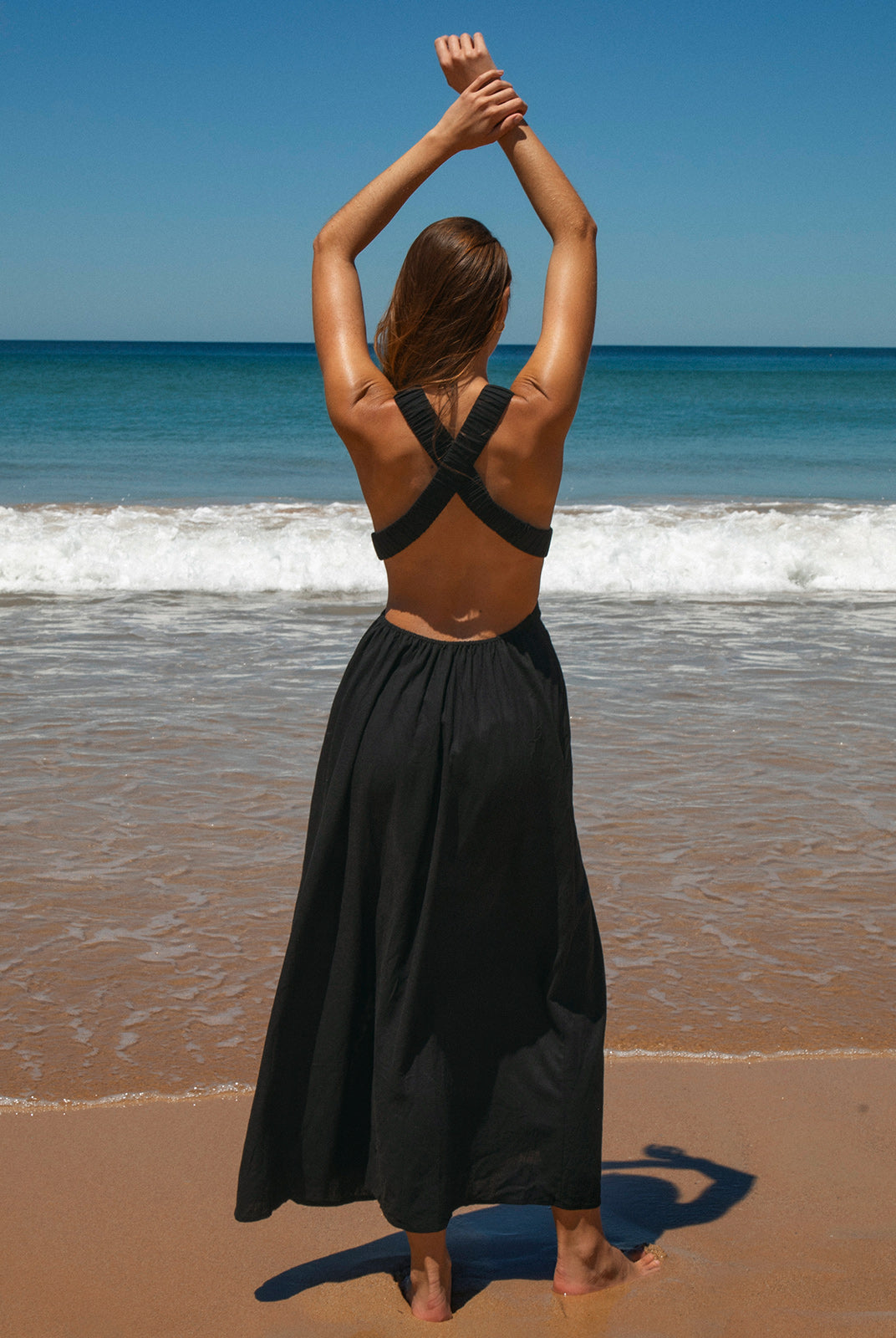Womens Woven Linen Blended Cover ups Sustainable Beach Dress - BERLOOK