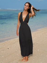 Womens Woven Linen Blended Cover ups Sustainable Beach Dress - BERLOOK