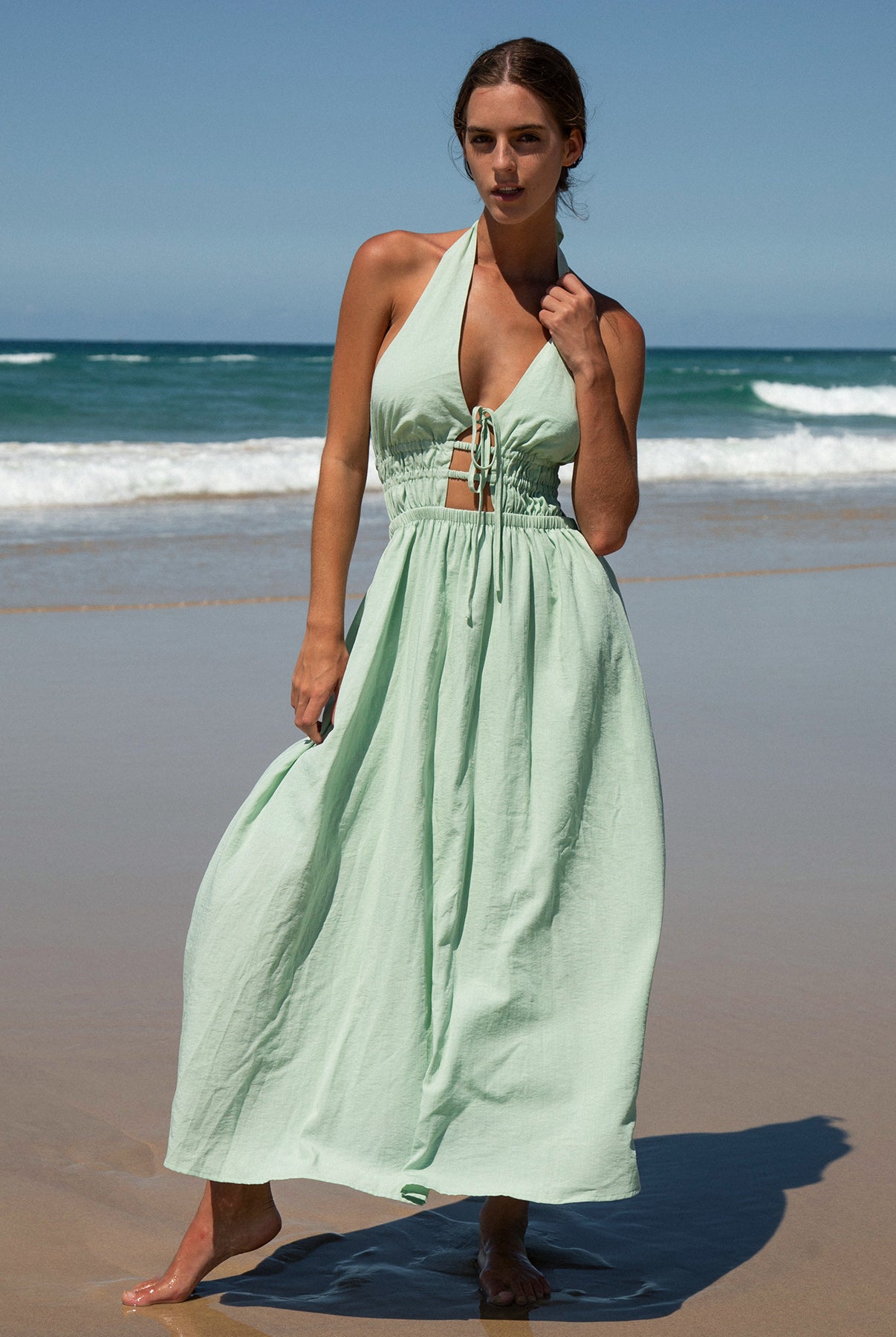 Womens Woven Linen Blended Cover ups Sustainable Beach Dress - BERLOOK