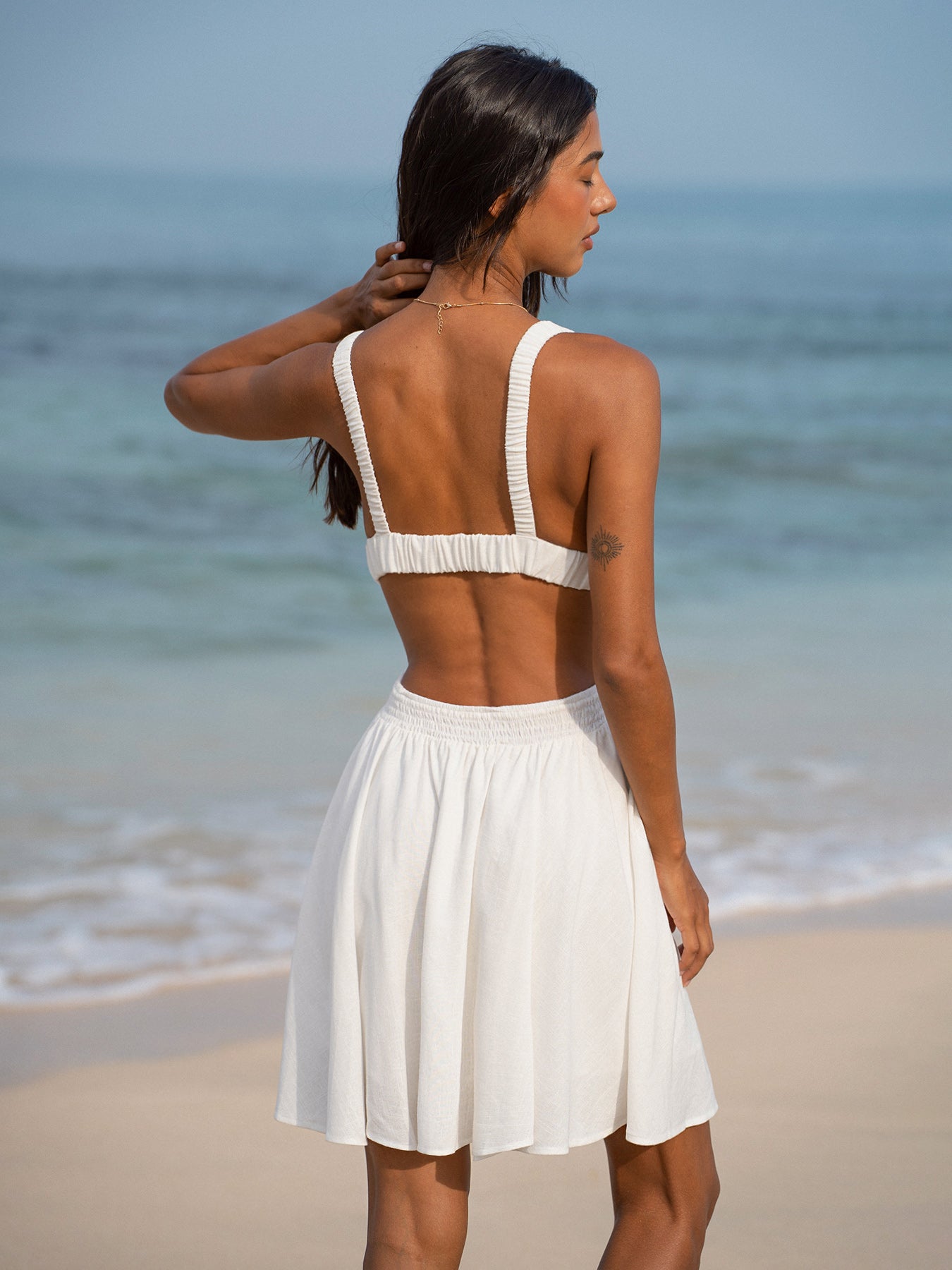 Womens Woven Linen Blended Cover ups Sustainable Beach Dress - BERLOOK