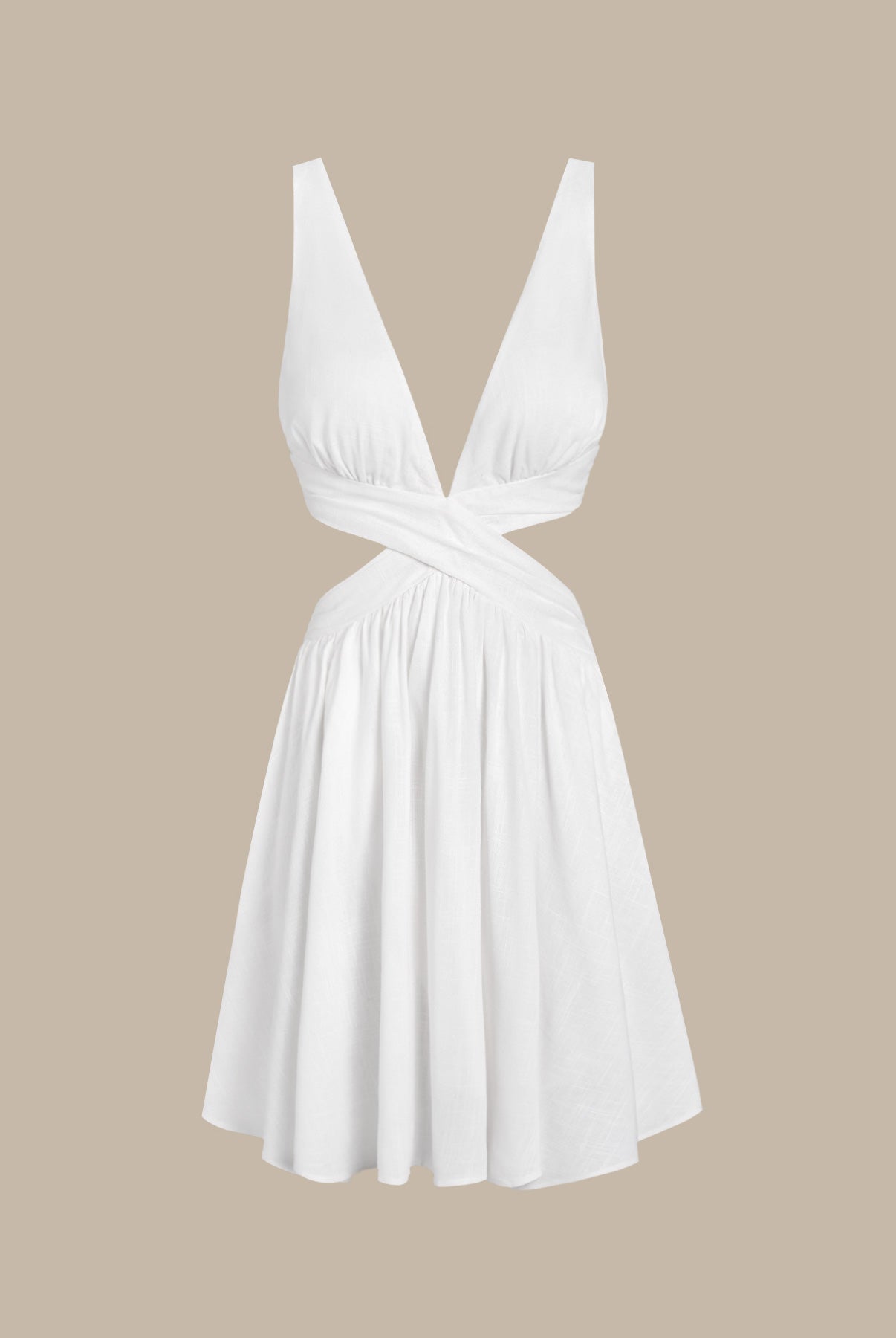 Womens Woven Linen Blended Cover ups White Sustainable Beach Dress - BERLOOK