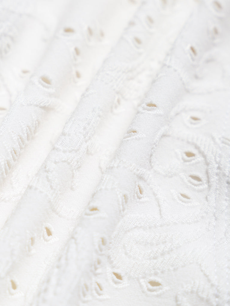 Textured O-Ring Bralette Bikini Top White Sustainable Bikinis - BERLOOK