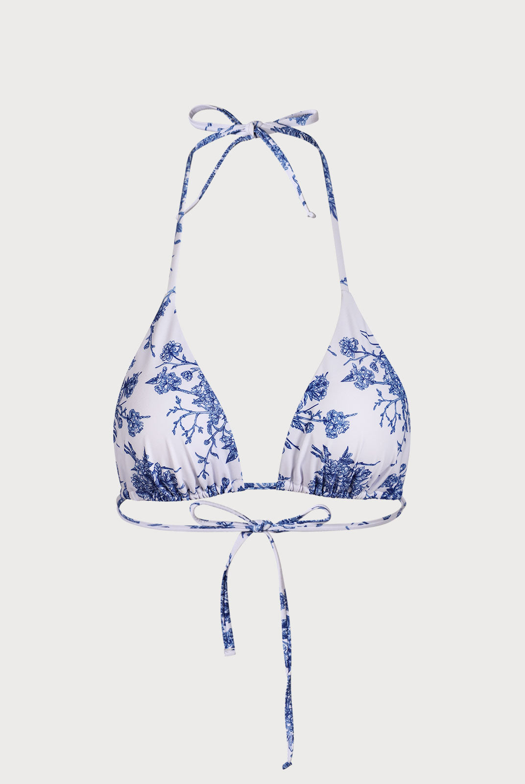 Floral Halter Triangle Bikini Top Blue Sustainable Bikinis - BERLOOK