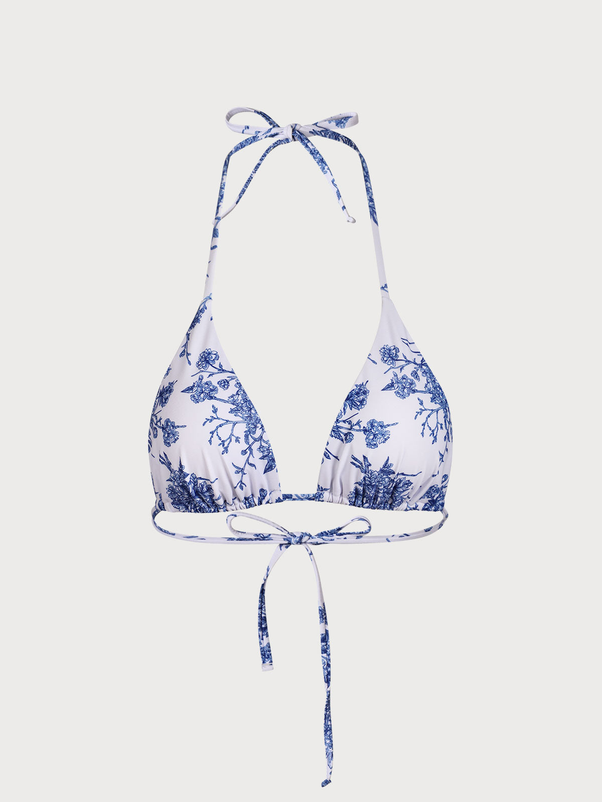 Floral Halter Triangle Bikini Top Blue Sustainable Bikinis - BERLOOK