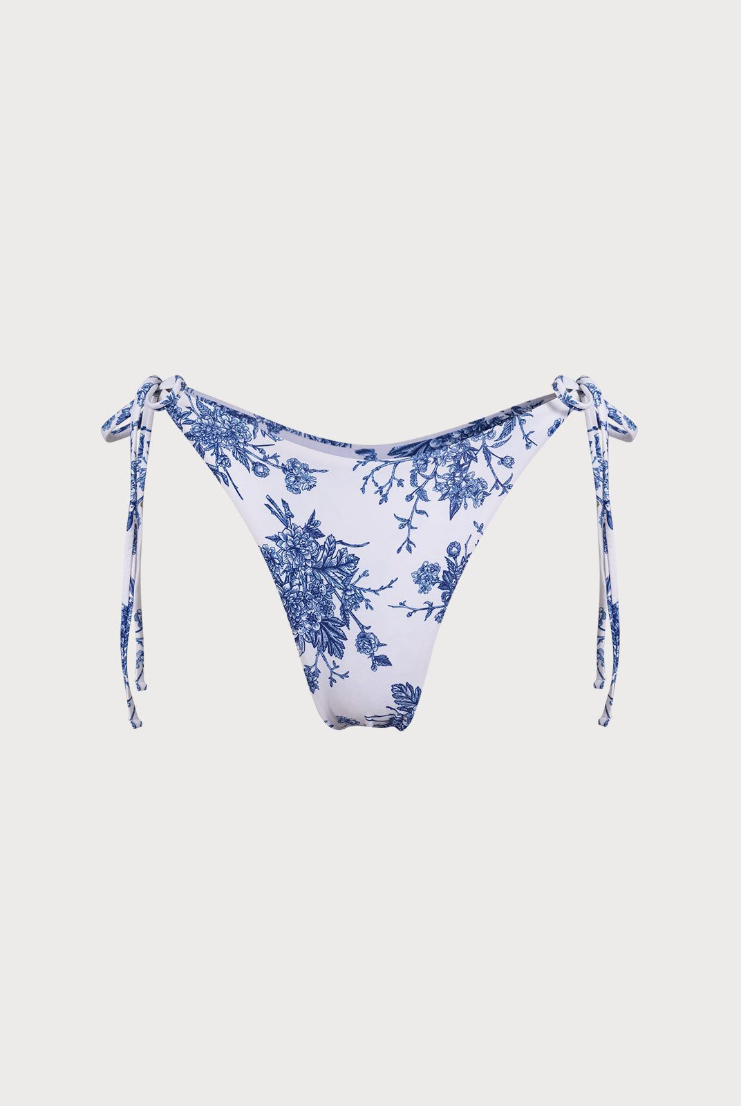 Floral Tie High Cut Leg Bikini Bottom Blue Sustainable Bikinis - BERLOOK