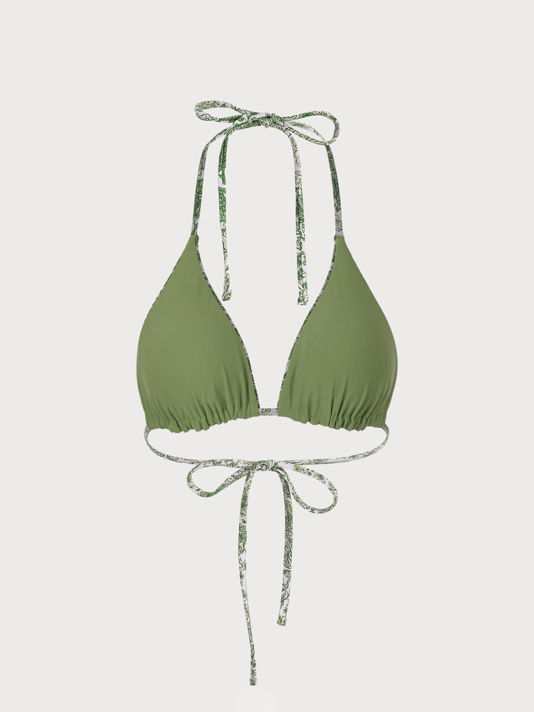 Green Tie Back Halter Bikini Top Sustainable Bikinis - BERLOOK